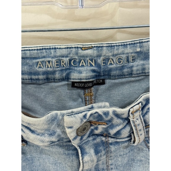 American Eagle Curvy Super Hi Rise Jeggings Size 6 Long Distressed Denim Preppy - Picture 4 of 7